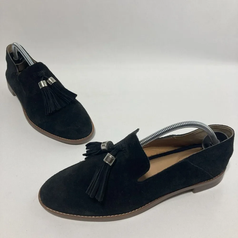 Franco Sarto L-Hadden Womens Sz 7.5 M‎ Suede Loafers Slip On Shoes With Tassels